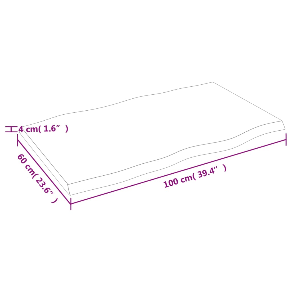 Επιφάνεια Τραπεζιού 100x60x(2-4) εκ. Ακατέργ. Μασίφ Ξύλο Δρυός
