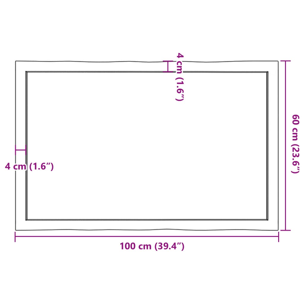 Επιφάνεια Τραπεζιού 100x60x(2-4) εκ. Ακατέργ. Μασίφ Ξύλο Δρυός