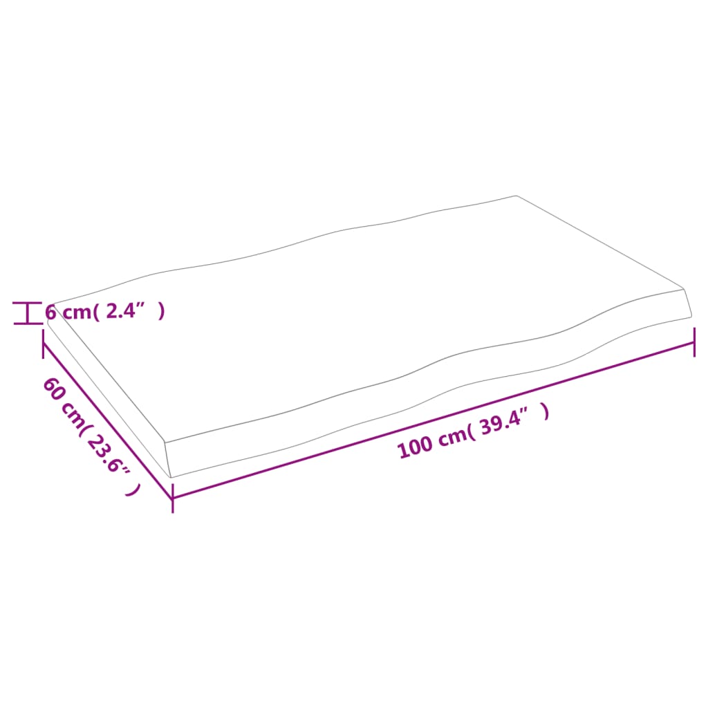 Επιφάνεια Τραπεζιού 100x60x(2-6)εκ Ακατέργαστο Μασίφ Ξύλο Δρυός