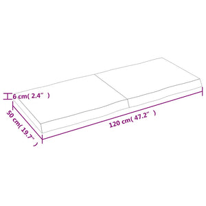 Επιφάνεια Τραπεζιού 120x50x(2-6) εκ. Ακατέργ. Μασίφ Ξύλο Δρυός