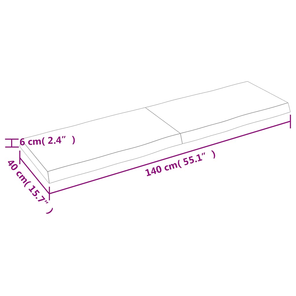 Επιφάνεια Τραπεζιού 140x40x(2-6) εκ. Ακατέργ. Μασίφ Ξύλο Δρυός