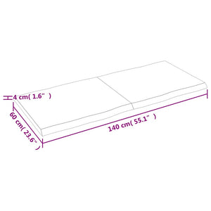 Επιφάνεια Τραπεζιού 140x60x(2-4)εκ Ακατέργαστο Μασίφ Ξύλο Δρυός