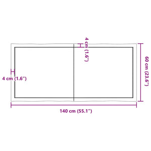 Επιφάνεια Τραπεζιού 140x60x(2-6)εκ Ακατέργαστο Μασίφ Ξύλο Δρυός