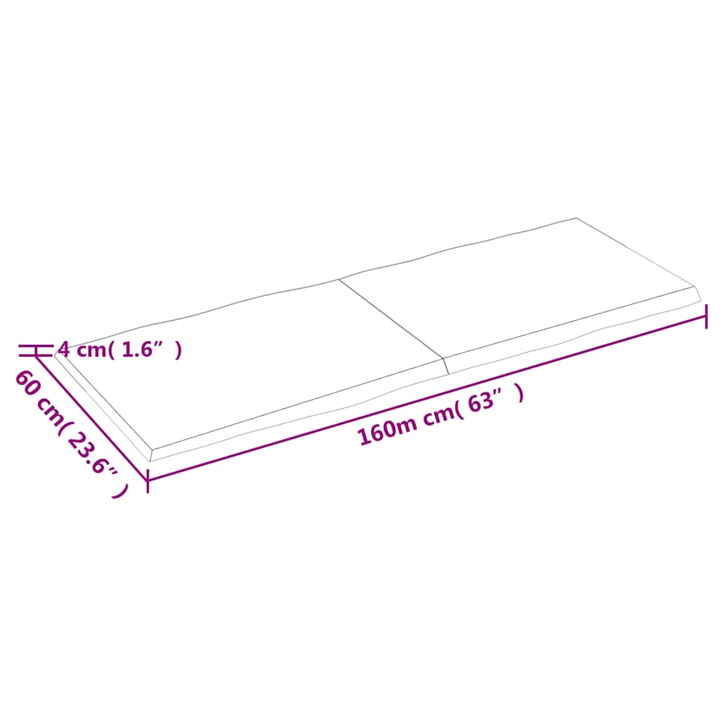 Επιφάνεια Τραπεζιού 160x60x(2-4)εκ Ακατέργαστο Μασίφ Ξύλο Δρυός - Pakobazaar