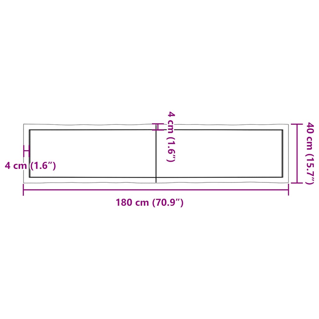 Επιφάνεια Τραπεζιού 180x40x(2-6) εκ. Ακατέργαστο Μασίφ Ξύλο - Pakobazaar