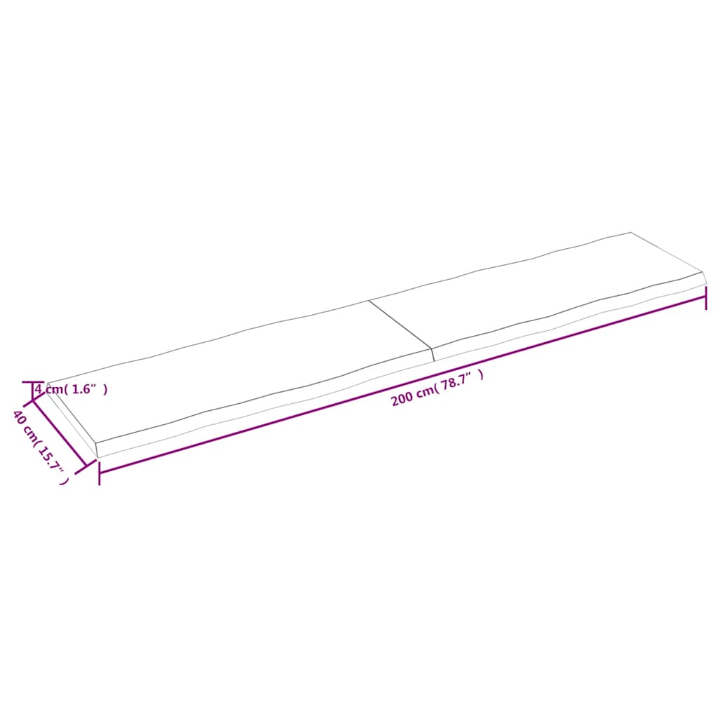 Επιφάνεια Τραπεζιού 200x40x(2-4) εκ. Ακατέργαστο Μασίφ Ξύλο