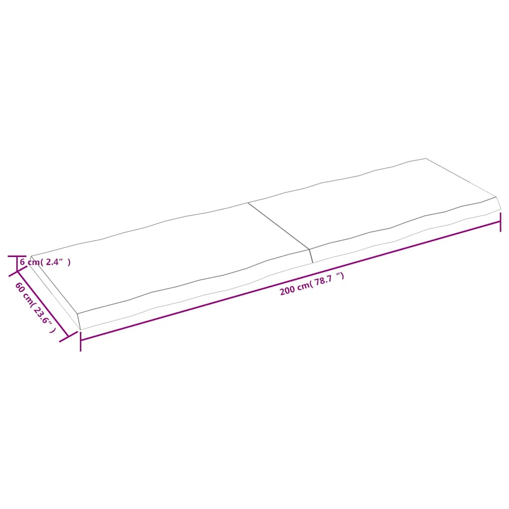 Επιφάνεια Τραπεζιού 200x60x(2-6) εκ. Ακατέργαστο Μασίφ Ξύλο - Pakobazaar