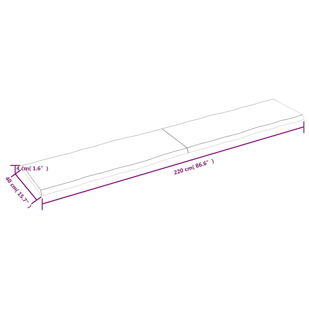 Επιφάνεια Τραπεζιού 220x40x(2-4) εκ. Ακατέργαστο Μασίφ Ξύλο