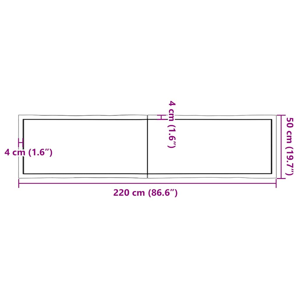 Επιφάνεια Τραπεζιού 220x50x(2-6)εκ Ακατέργαστο Μασίφ Ξύλο Δρυός