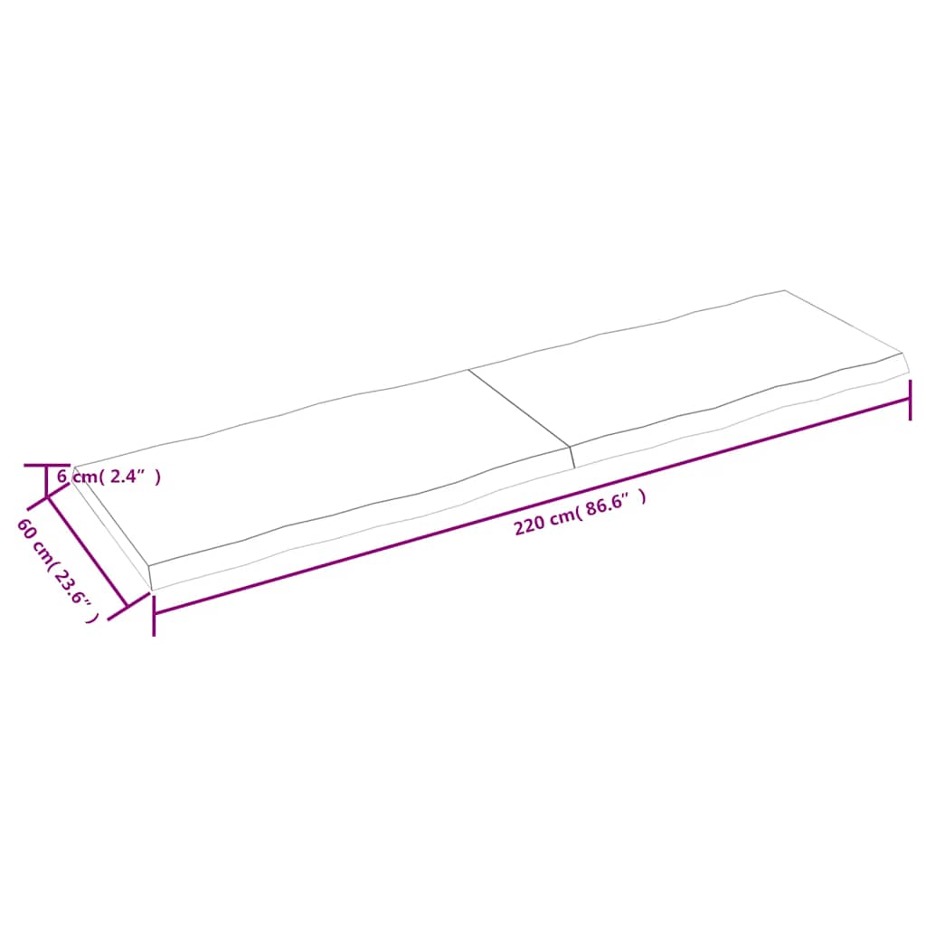 Επιφάνεια Τραπεζιού 220x60x(2-6) εκ. Ακατέργαστο Μασίφ Ξύλο - Pakobazaar