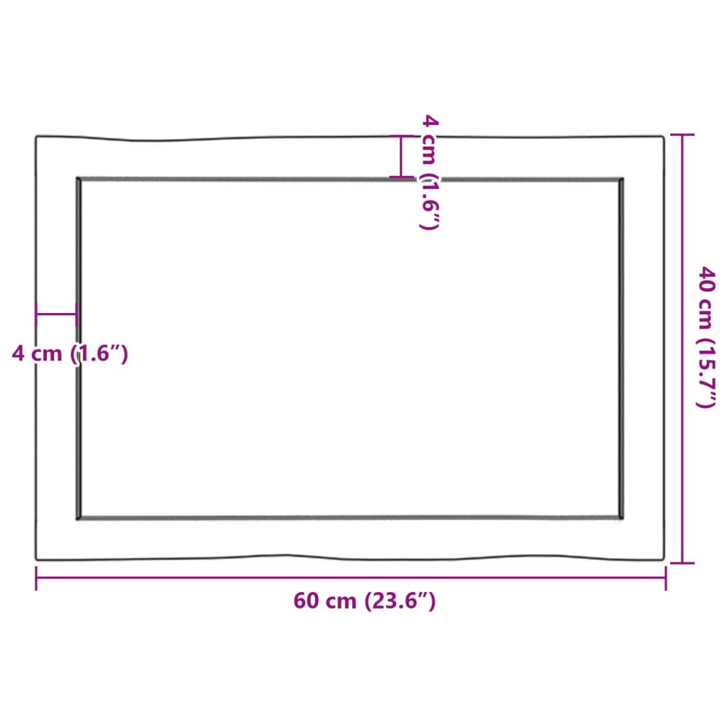 Επιφ Τραπεζιού Αν Καφέ 60x40x(2-4)εκ. Ακατέργ. Μασίφ Ξύλο Δρυός
