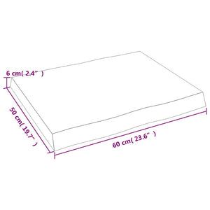 Επιφ Τραπεζιού Αν Καφέ 60x50x(2-6)εκ. Ακατέργ. Μασίφ Ξύλο Δρυός