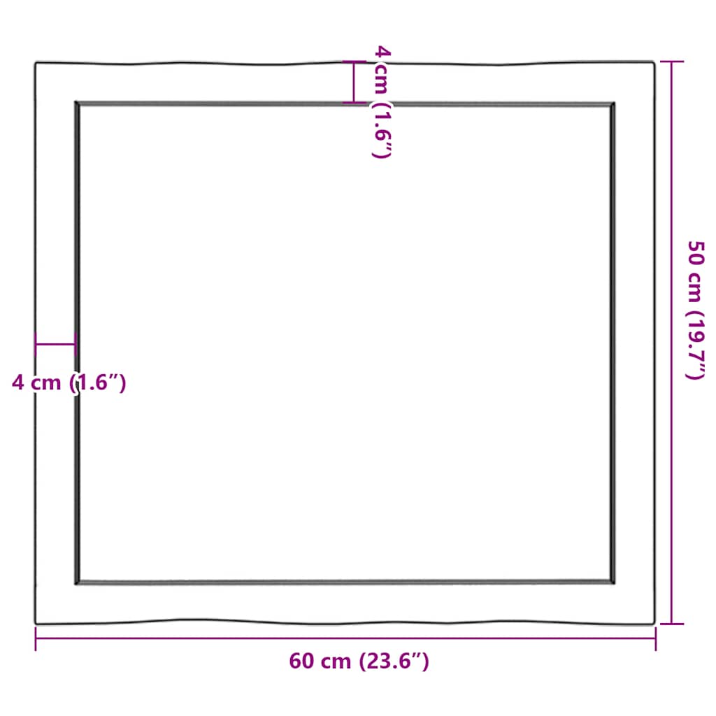 Επιφ Τραπεζιού Αν Καφέ 60x50x(2-6)εκ. Ακατέργ. Μασίφ Ξύλο Δρυός