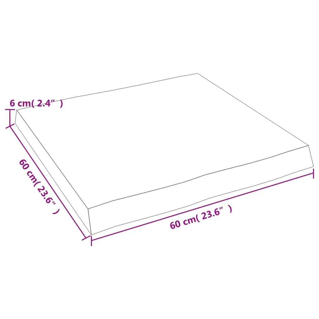 Επιφ Τραπεζιού Αν Καφέ 60x60x(2-6)εκ. Ακατέργ. Μασίφ Ξύλο Δρυός