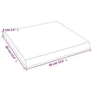 Επιφ Τραπεζιού Αν Καφέ 60x60x(2-6)εκ. Ακατέργ. Μασίφ Ξύλο Δρυός