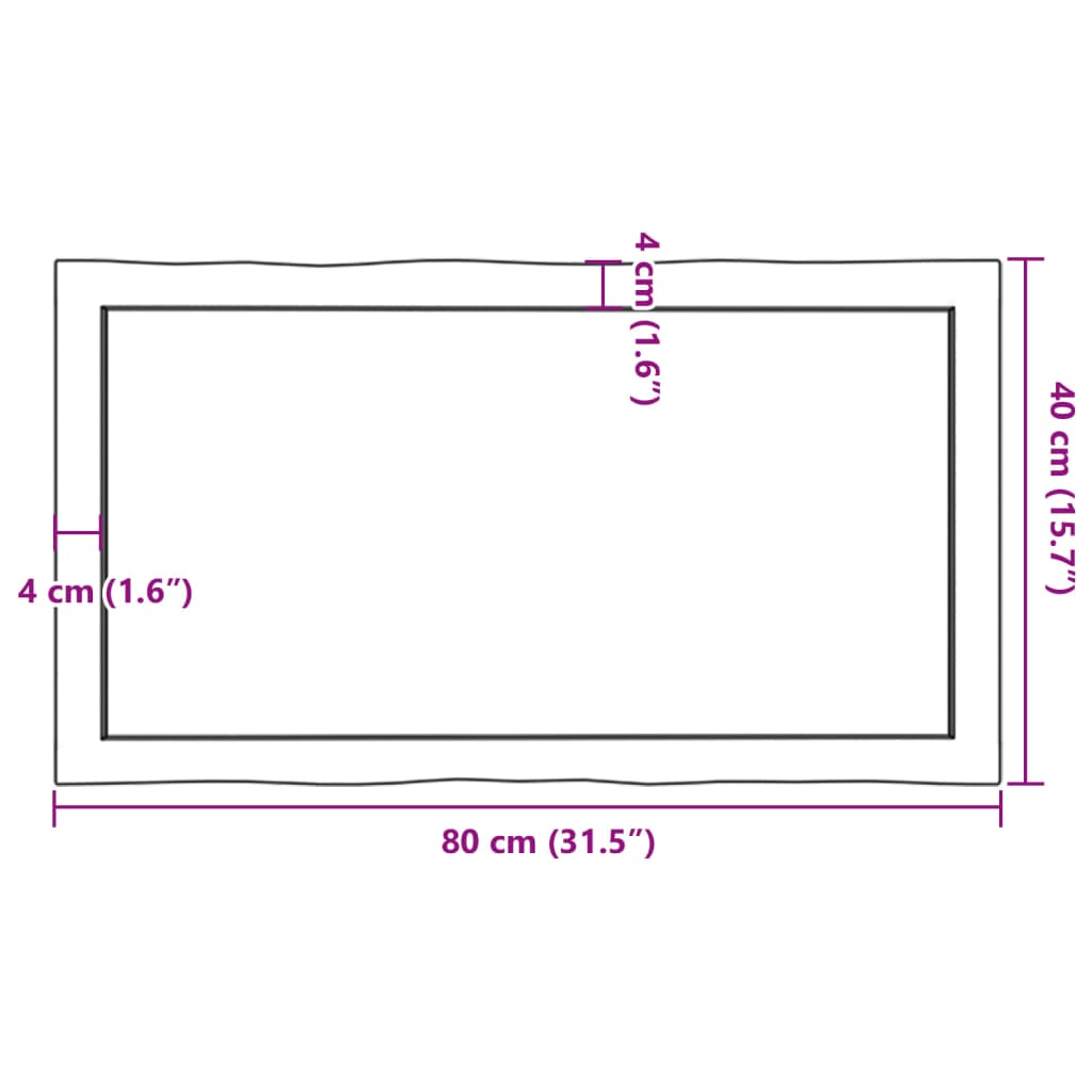 Επιφ Τραπεζιού Αν Καφέ 80x40x(2-4)εκ. Ακατέργ. Μασίφ Ξύλο Δρυός
