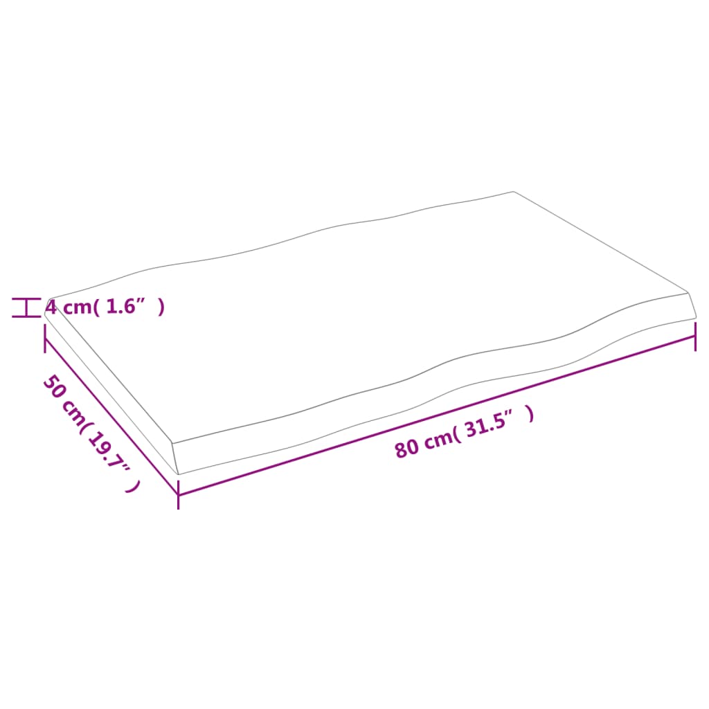 Επιφ Τραπεζιού Αν Καφέ 80x50x(2-4)εκ. Ακατέργ. Μασίφ Ξύλο Δρυός
