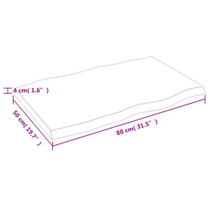 Επιφ Τραπεζιού Αν Καφέ 80x50x(2-4)εκ. Ακατέργ. Μασίφ Ξύλο Δρυός