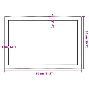 Επιφ Τραπεζιού Αν Καφέ 80x50x(2-4)εκ. Ακατέργ. Μασίφ Ξύλο Δρυός