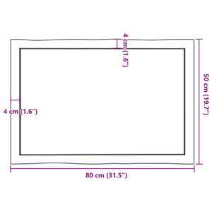 Επιφ Τραπεζιού Αν Καφέ 80x50x(2-6)εκ. Ακατέργ. Μασίφ Ξύλο Δρυός