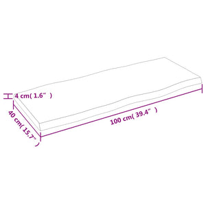 Επιφ Τραπεζιού Αν Καφέ 100x40x(2-4)εκ.Ακατέργ. Μασίφ Ξύλο Δρυός