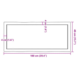 Επιφ Τραπεζιού Αν Καφέ 100x40x(2-4)εκ.Ακατέργ. Μασίφ Ξύλο Δρυός