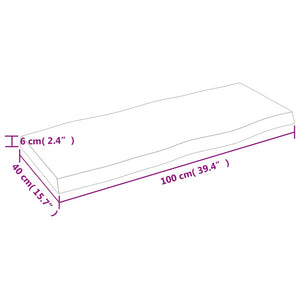 Επιφ Τραπεζιού Αν Καφέ 100x40x(2-6)εκ.Ακατέργ. Μασίφ Ξύλο Δρυός