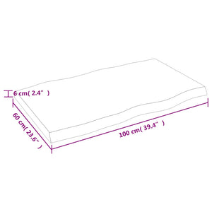 Επιφ Τραπεζιού Αν Καφέ 100x60x(2-6)εκ.Ακατέργ. Μασίφ Ξύλο Δρυός