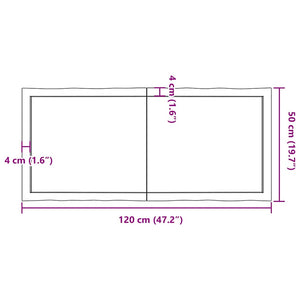Επιφ Τραπεζιού Αν Καφέ 120x50x(2-4)εκ.Ακατέργ. Μασίφ Ξύλο Δρυός