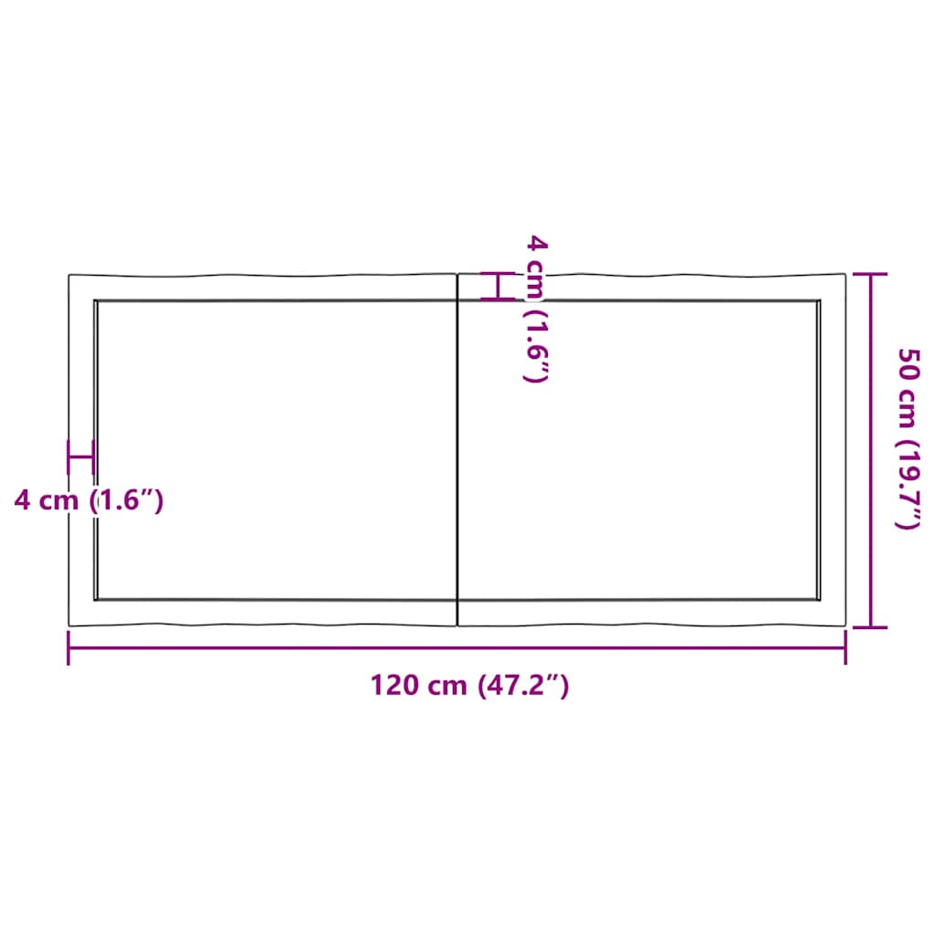 Επιφ Τραπεζιού Αν Καφέ 120x50x(2-6)εκ.Ακατέργ. Μασίφ Ξύλο Δρυός