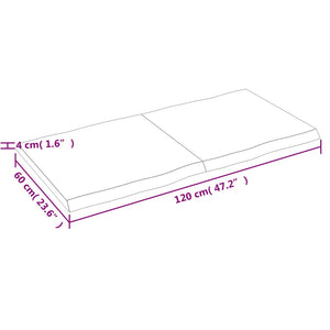 Επιφ Τραπεζιού Αν Καφέ 120x60x(2-4)εκ.Ακατέργ. Μασίφ Ξύλο Δρυός