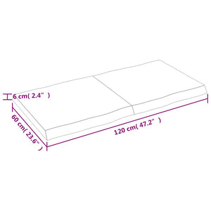 Επιφ Τραπεζιού Αν Καφέ 120x60x(2-6)εκ.Ακατέργ. Μασίφ Ξύλο Δρυός