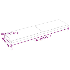 Επιφ Τραπεζιού Αν Καφέ 140x40x(2-4)εκ.Ακατέργ. Μασίφ Ξύλο Δρυός