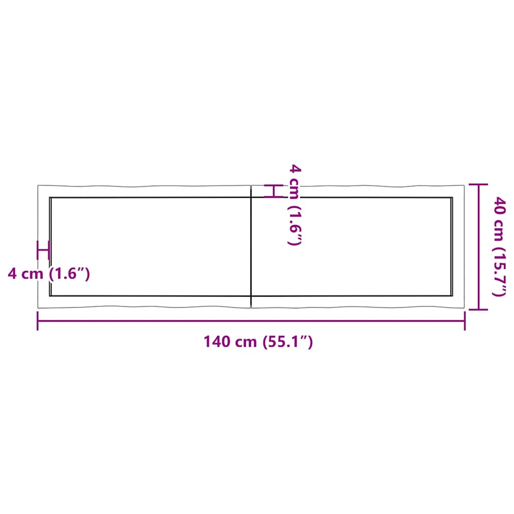 Επιφ Τραπεζιού Αν Καφέ 140x40x(2-6)εκ.Ακατέργ. Μασίφ Ξύλο Δρυός
