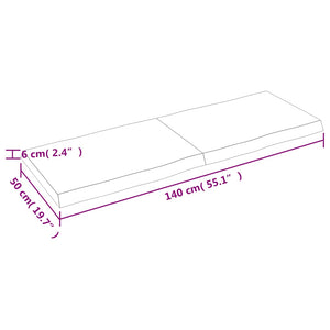 Επιφ Τραπεζιού Αν Καφέ 140x50x(2-6)εκ.Ακατέργ. Μασίφ Ξύλο Δρυός