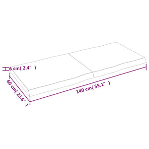 Επιφ Τραπεζιού Αν Καφέ 140x60x(2-6)εκ.Ακατέργ. Μασίφ Ξύλο Δρυός