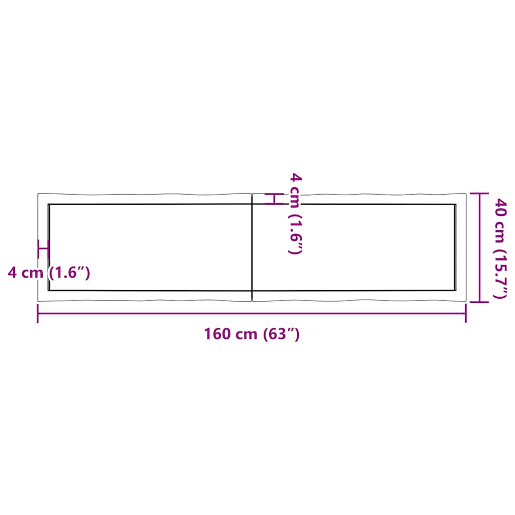 Επιφ Τραπεζιού Αν Καφέ 160x40x(2-4)εκ.Ακατέργ. Μασίφ Ξύλο Δρυός - Pakobazaar