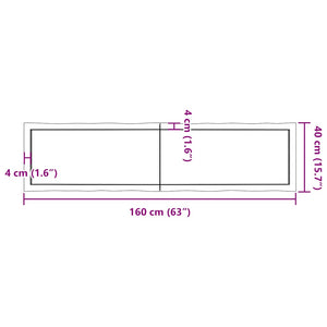 Επιφ Τραπεζιού Αν Καφέ 160x40x(2-4)εκ.Ακατέργ. Μασίφ Ξύλο Δρυός - Pakobazaar