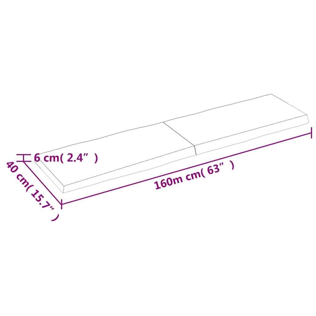 Επιφ Τραπεζιού Αν Καφέ 160x40x(2-6)εκ.Ακατέργ. Μασίφ Ξύλο Δρυός