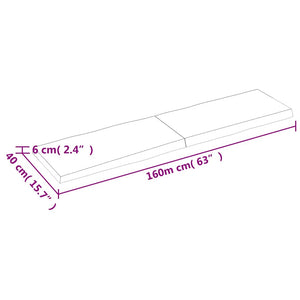 Επιφ Τραπεζιού Αν Καφέ 160x40x(2-6)εκ.Ακατέργ. Μασίφ Ξύλο Δρυός