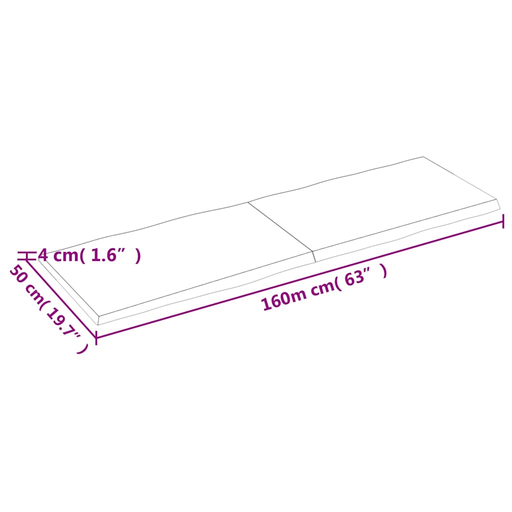 Επιφ Τραπεζιού Αν Καφέ 160x50x(2-4)εκ.Ακατέργ. Μασίφ Ξύλο Δρυός