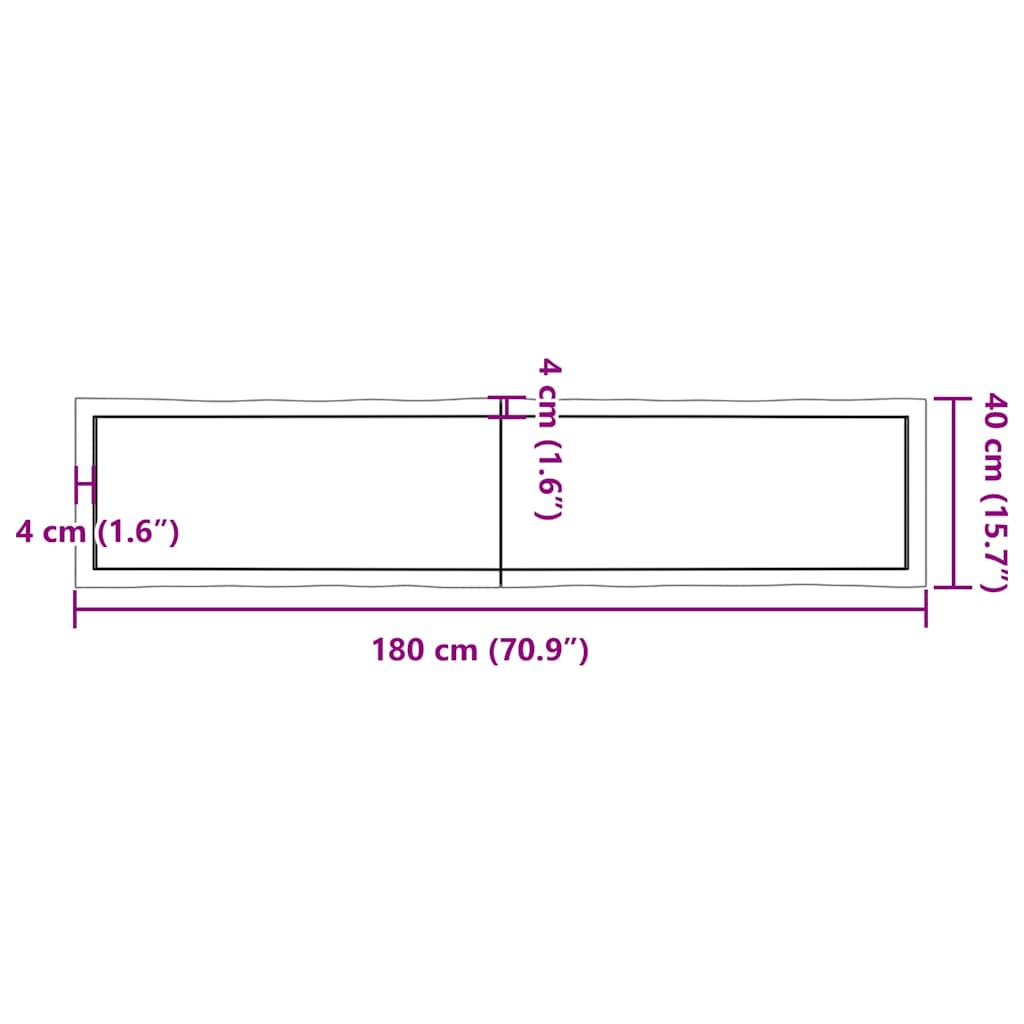 Επιφ Τραπεζιού Αν Καφέ 180x40x(2-4)εκ.Ακατέργ. Μασίφ Ξύλο Δρυός