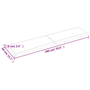 Επιφ Τραπεζιού Αν Καφέ 180x40x(2-6)εκ.Ακατέργ. Μασίφ Ξύλο Δρυός - Pakobazaar
