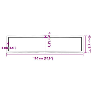 Επιφ Τραπεζιού Αν Καφέ 180x40x(2-6)εκ.Ακατέργ. Μασίφ Ξύλο Δρυός - Pakobazaar