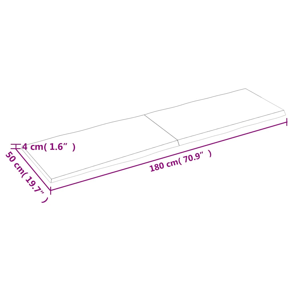 Επιφ Τραπεζιού Αν Καφέ 180x50x(2-4)εκ.Ακατέργ. Μασίφ Ξύλο Δρυός
