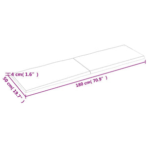 Επιφ Τραπεζιού Αν Καφέ 180x50x(2-4)εκ.Ακατέργ. Μασίφ Ξύλο Δρυός