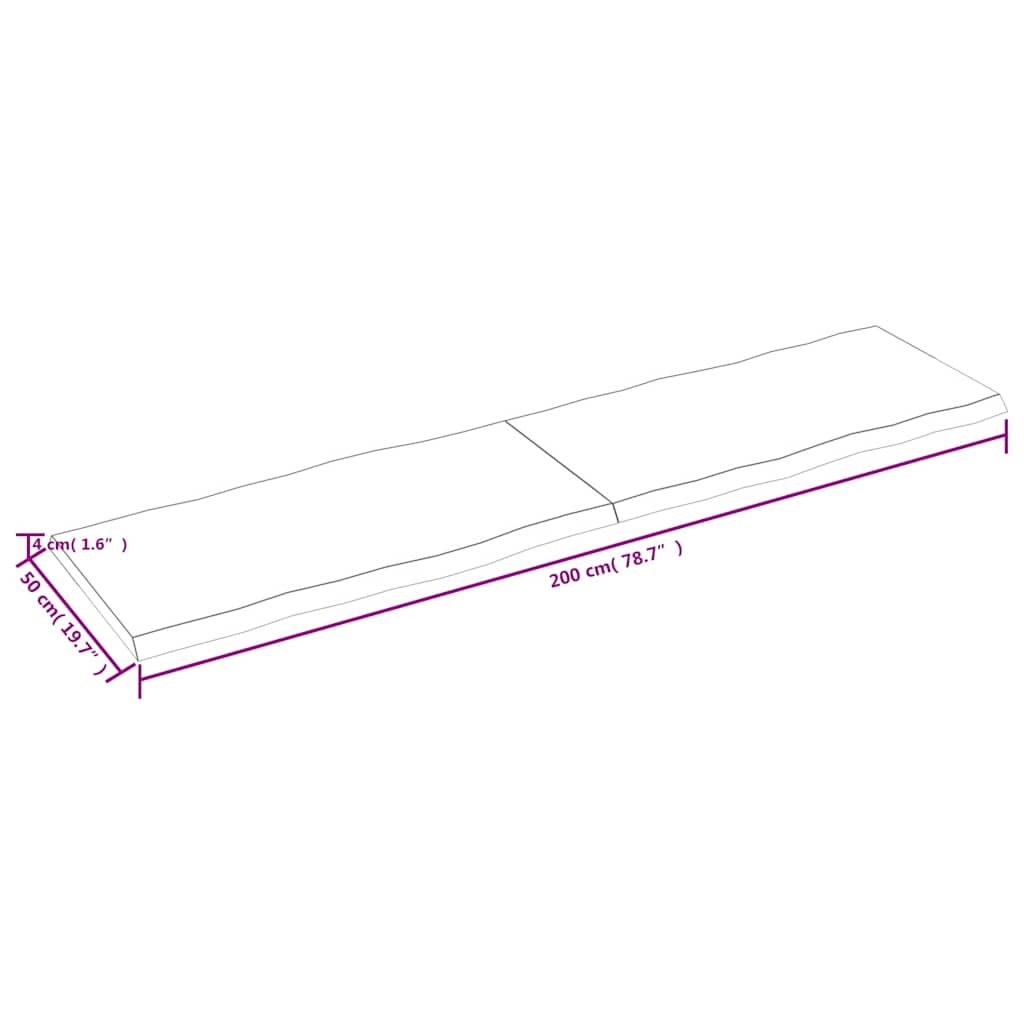 Επιφ Τραπεζιού Αν Καφέ 200x50x(2-4)εκ.Ακατέργ. Μασίφ Ξύλο Δρυός