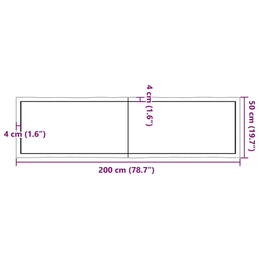 Επιφ Τραπεζιού Αν Καφέ 200x50x(2-6)εκ.Ακατέργ. Μασίφ Ξύλο Δρυός
