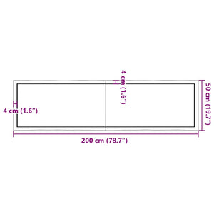 Επιφ Τραπεζιού Αν Καφέ 200x50x(2-6)εκ.Ακατέργ. Μασίφ Ξύλο Δρυός