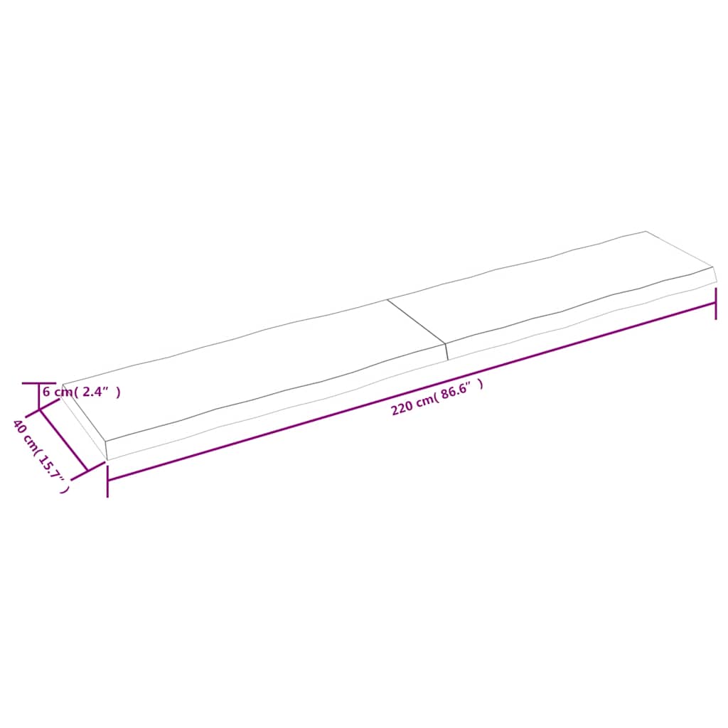 Επιφ Τραπεζιού Αν Καφέ 220x40x(2-6)εκ.Ακατέργ. Μασίφ Ξύλο Δρυός